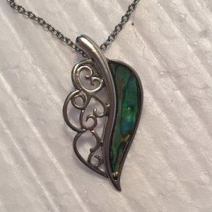 Abalone and Silvertone Necklace